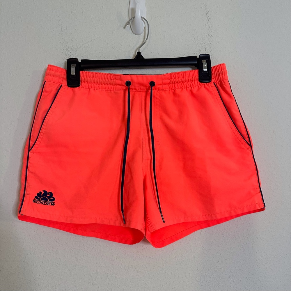 Sundek orange elastic tie waist swim trunks